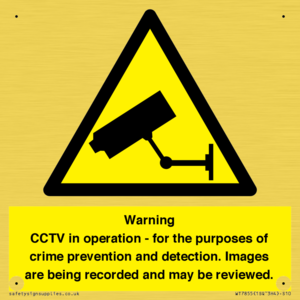 Warning CCTV in operation - for the purposes of crime prevention and detection. Images are being recorded and may be reviewed.